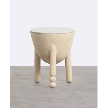 Round Marble and Metal Side Table with Storage (Ø40,5 cm) Lefti Marble Beige Seashell - The Masie