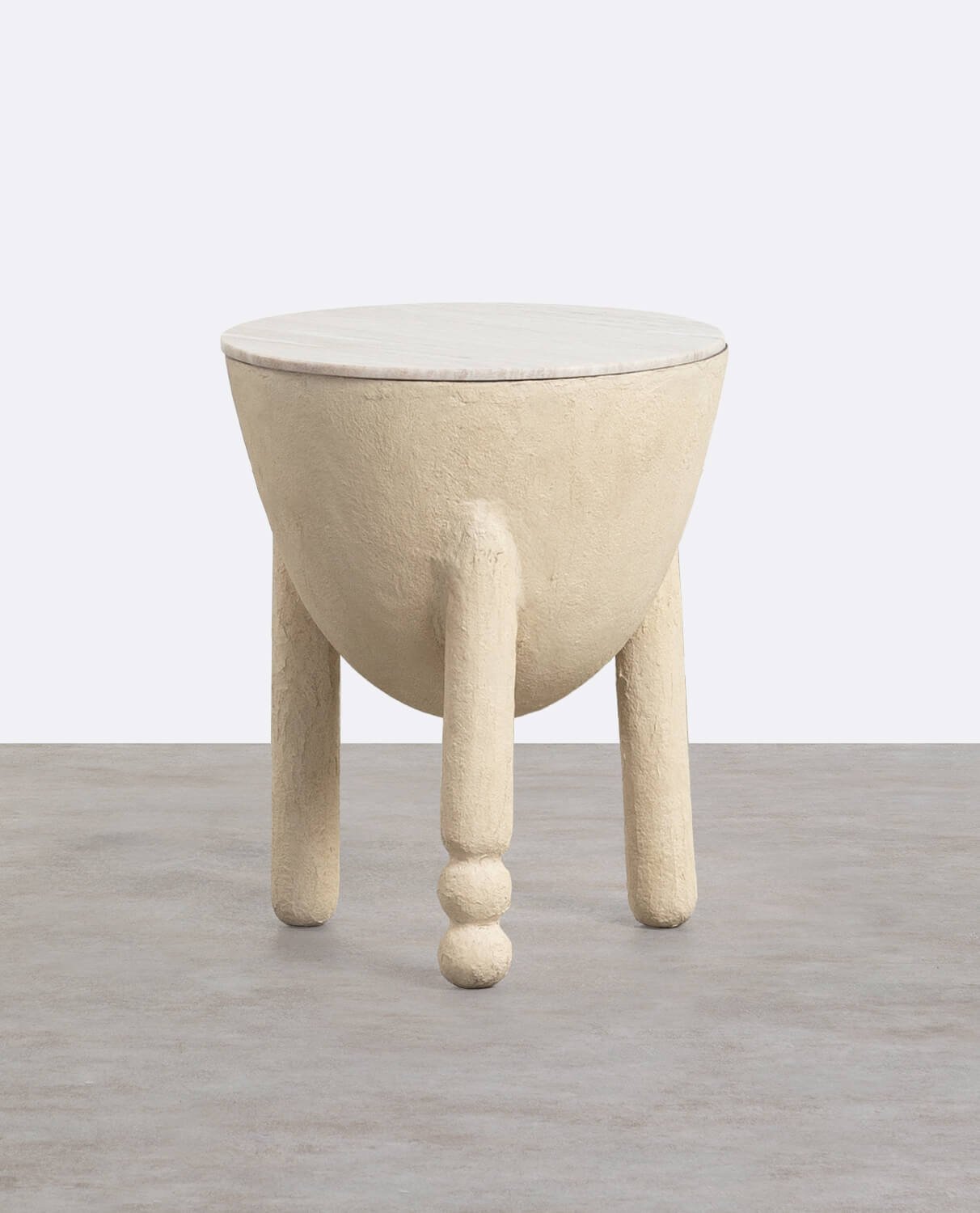 Round Marble and Metal Side Table with Storage (Ø40,5 cm) Lefti, gallery image 1