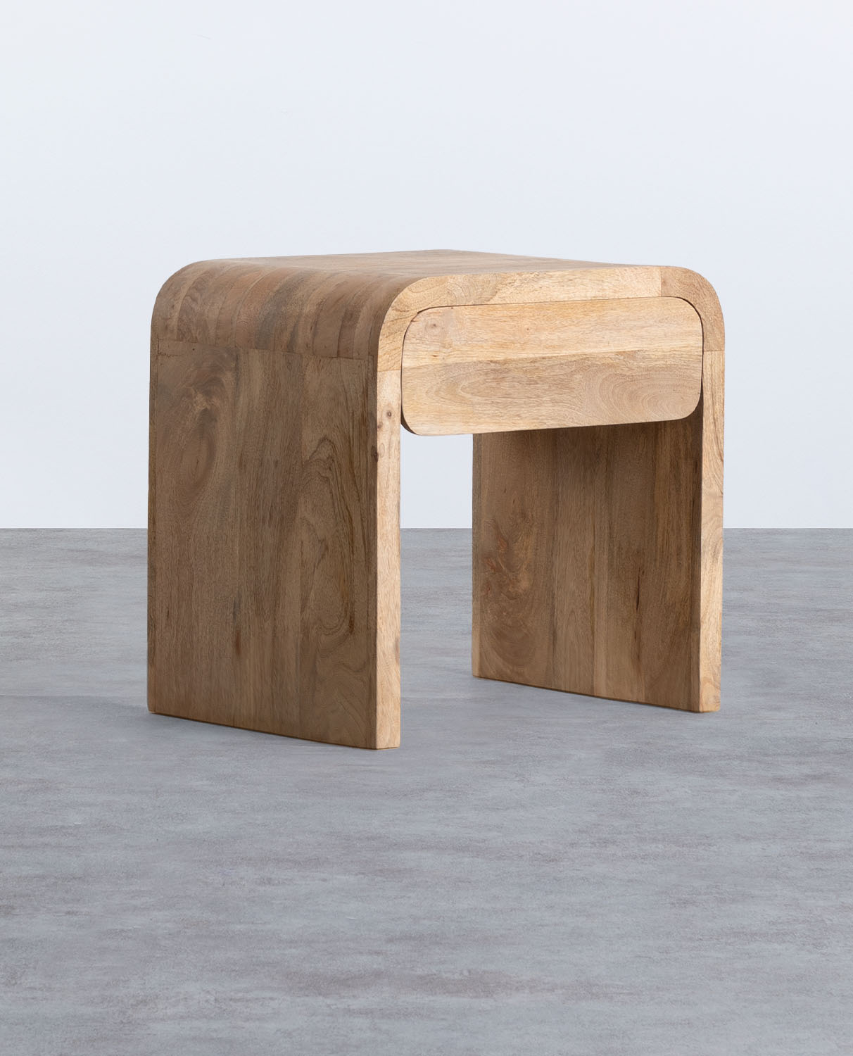 Pack of 2 XL Nightstands with Mango Wood Drawer (61x45.5 cm) Vanile, gallery image 1