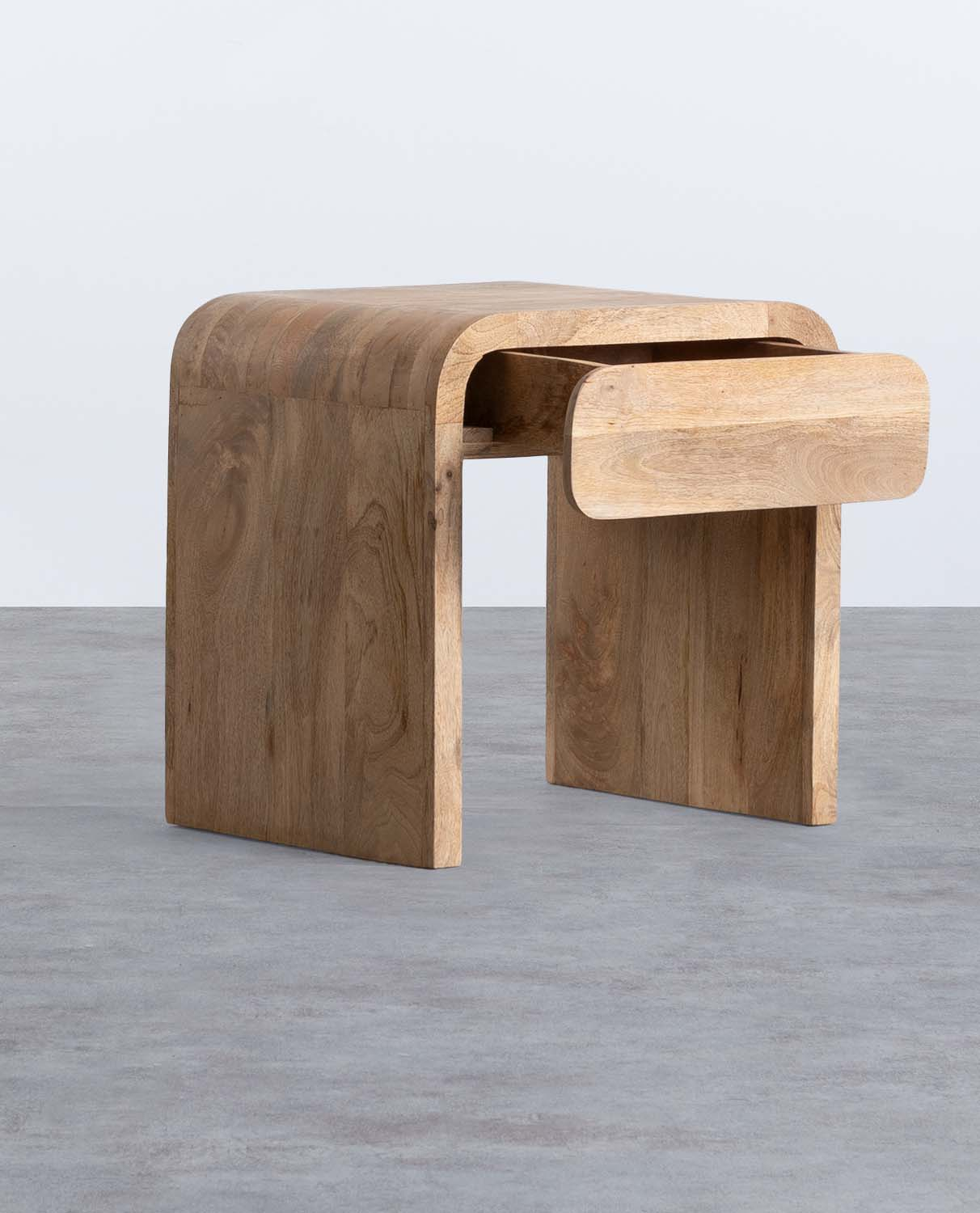 Pack of 2 XL Nightstands with Mango Wood Drawer (61x45.5 cm) Vanile, gallery image 2