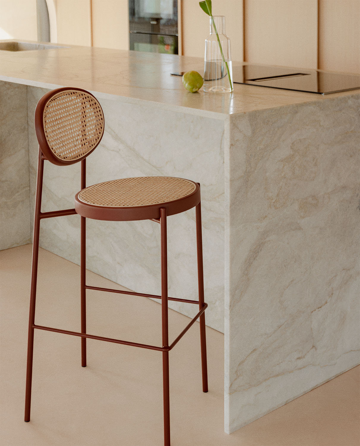 Pack 2 High Stools in Natural Rattan and Metal (75 cm) Vili, gallery image 2
