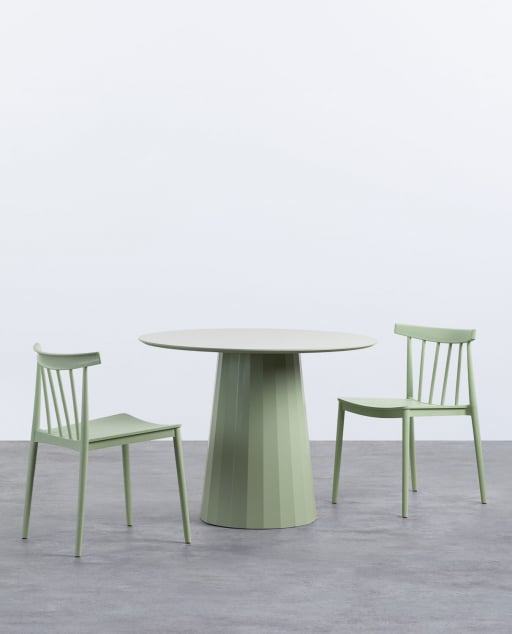Irem Round Dining Table Set (Ø100 cm) and 2 Sunty Polypropylene Chairs