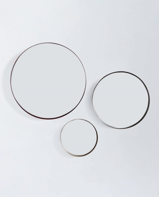 Set of 3 Round Metal Wall Mirrors Esdras