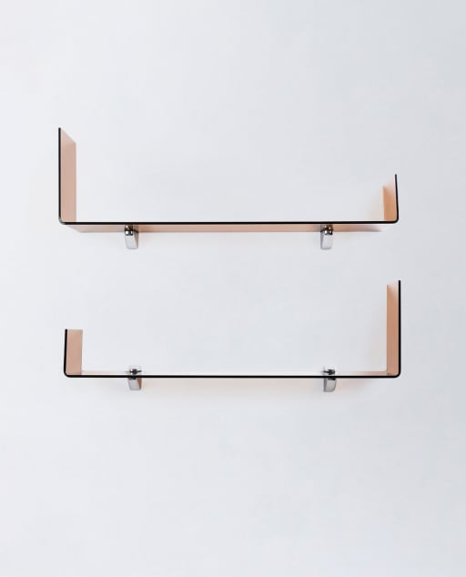 Set of 2 Curved Glass L-shaped Wall Shelves Iris