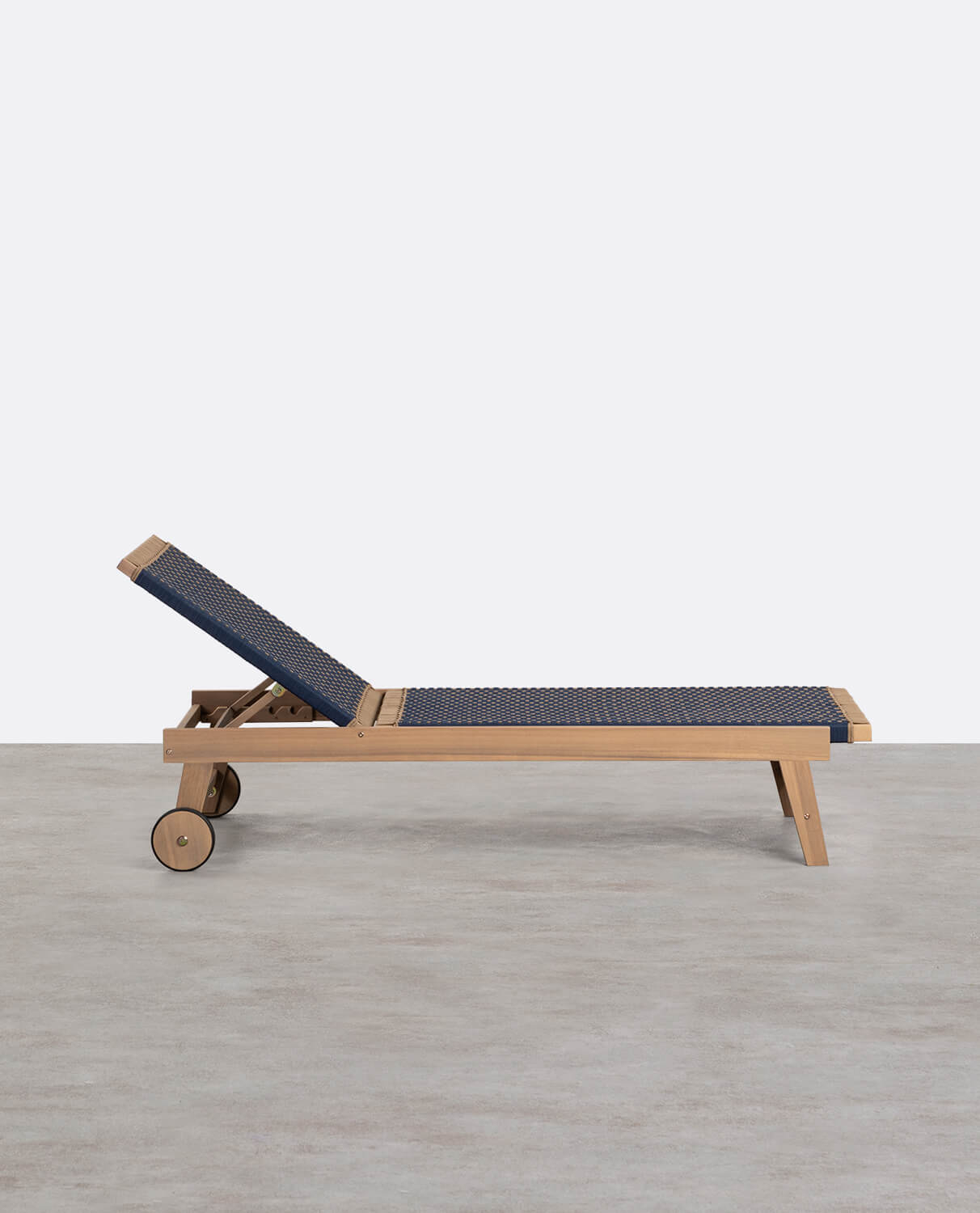 Mirle Acacia Wood and Rope Wheeled Lounger, gallery image 2