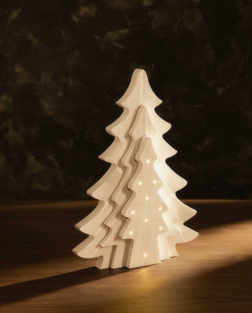  Wood Christmas Tree with LED Lights Pinos