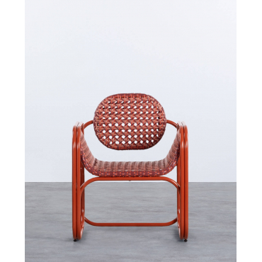 Pack of 2 Armchairs with Aluminum and Synthetic Rattan Armrests Roys Red Chili - The Masie