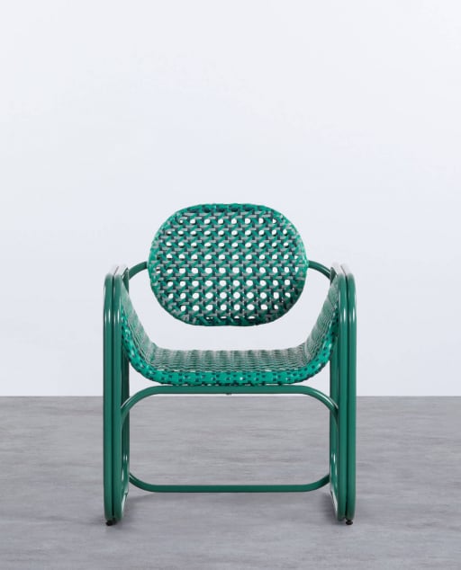 Pack of 2 Armchairs with Aluminum and Synthetic Rattan Armrests Roys