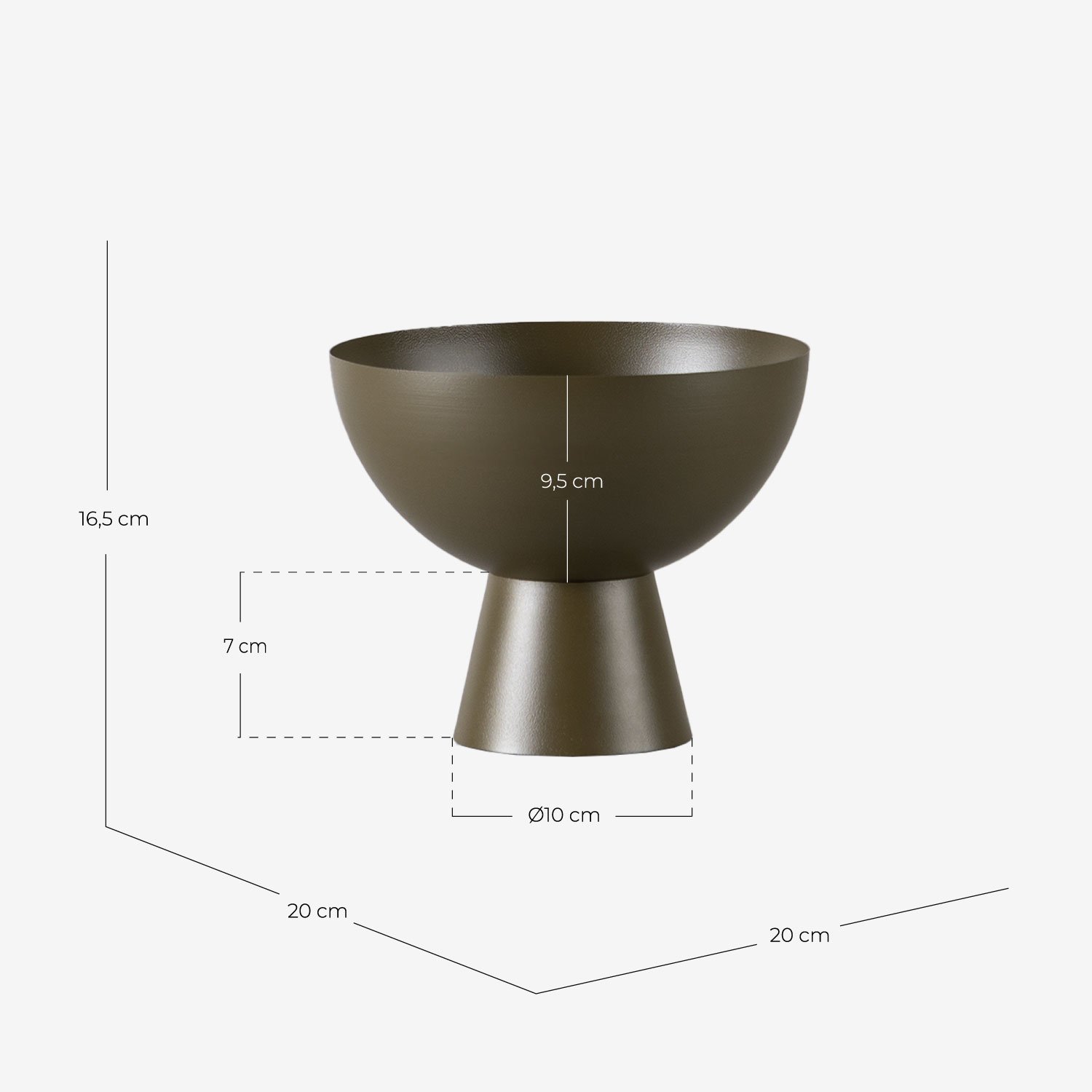 Decorative Metal Bowl with Base (Ø20 cm) Eladi, measurements