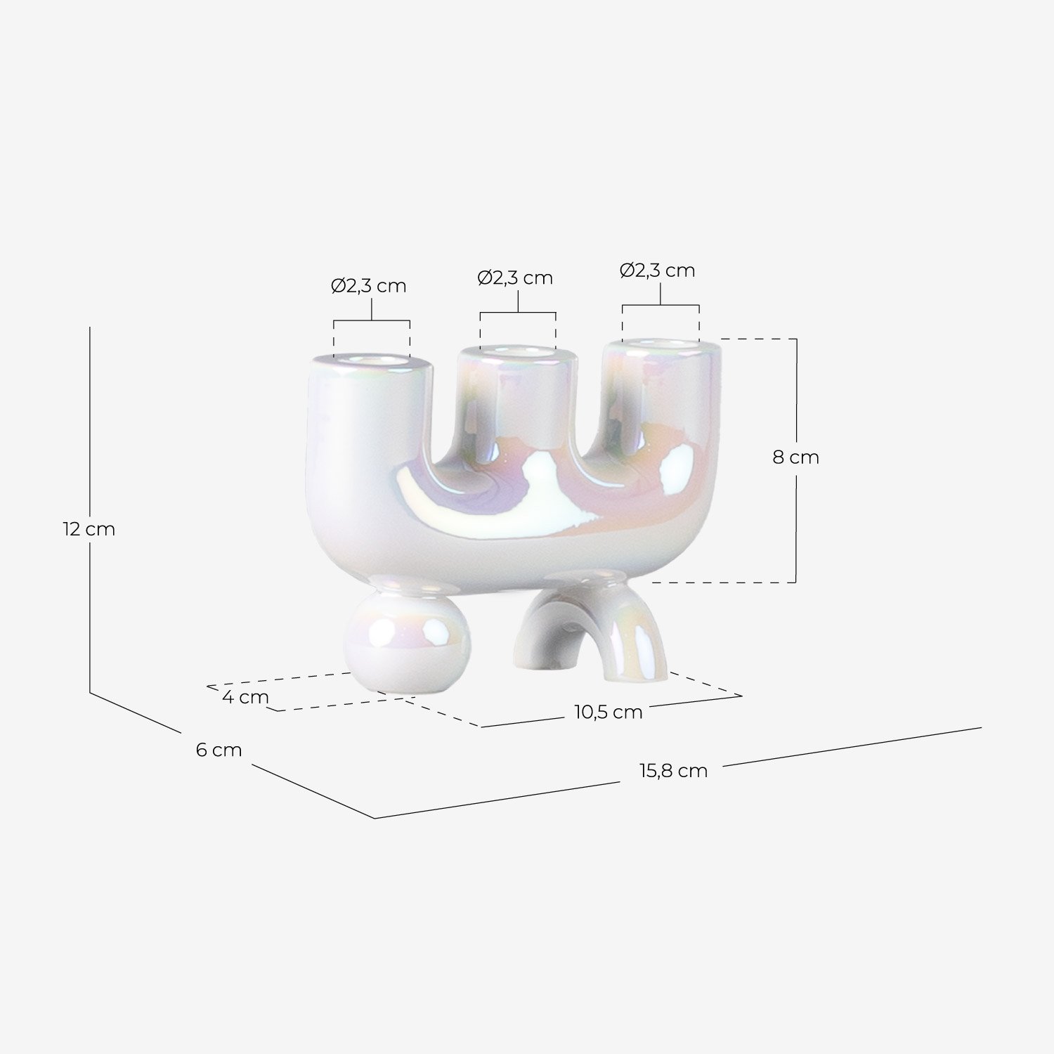Osaura Galvanized Dolomite Candle Holder, measurements
