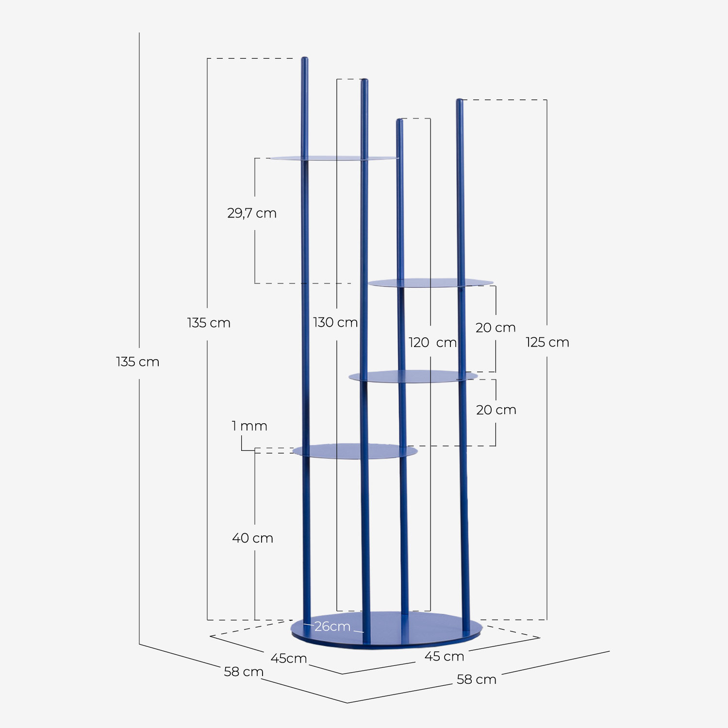 Metal Plant Stand Eilam, measurements