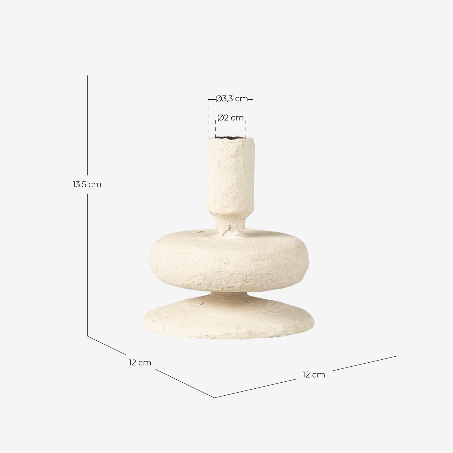 Metal Candle Holder (13,5 cm) Lucio, measurements