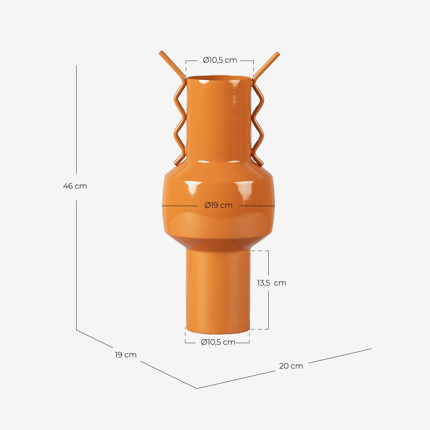 Marci Metal Vase (46 cm), measurements
