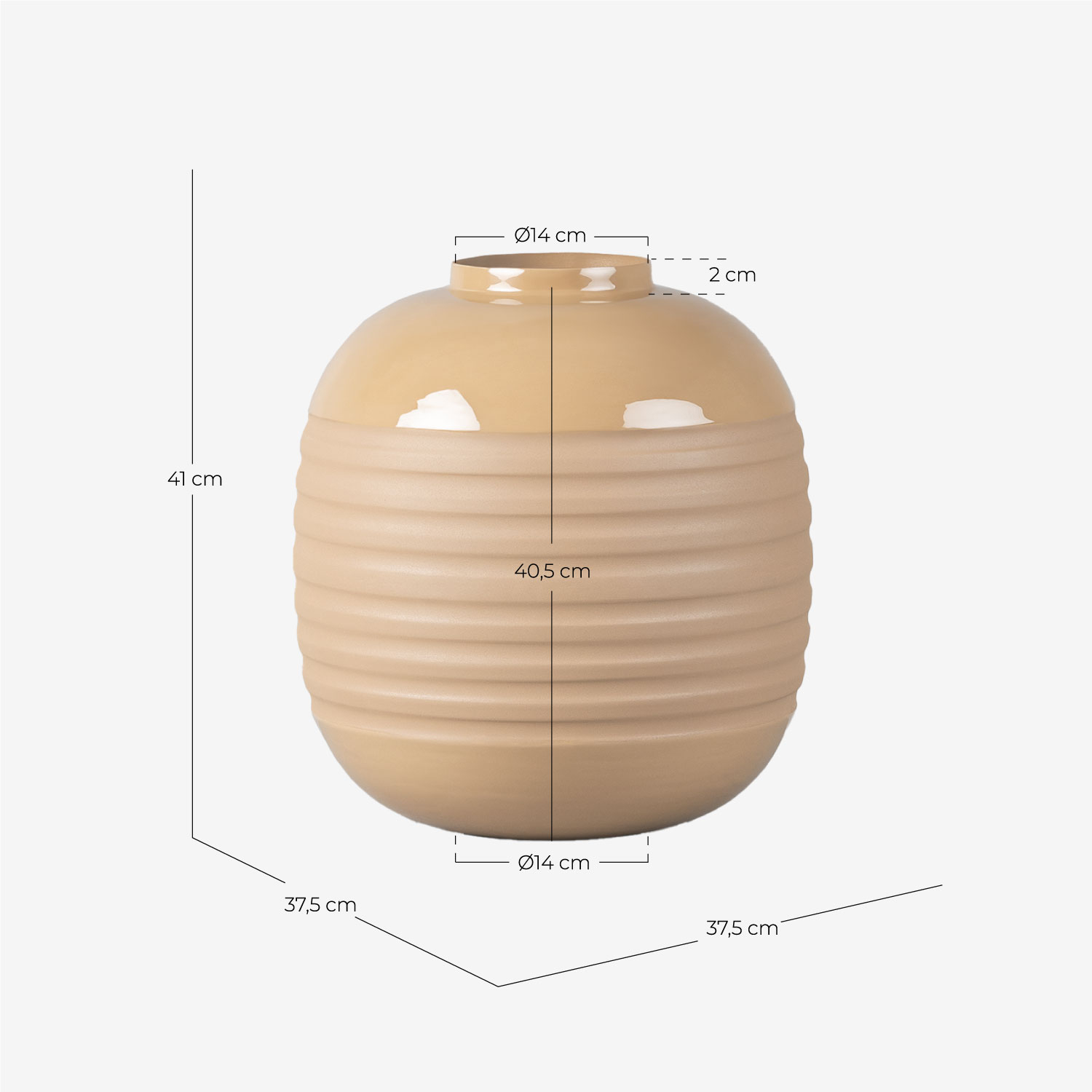 Miraxel Metal Vase (Ø37,5 cm), measurements