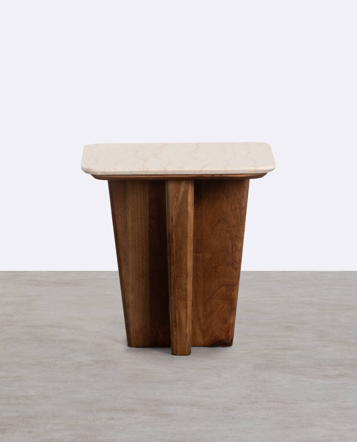 Square Side Table in Egyptian Marble and Mango Wood (50x50 cm) Amatis, gallery image 1