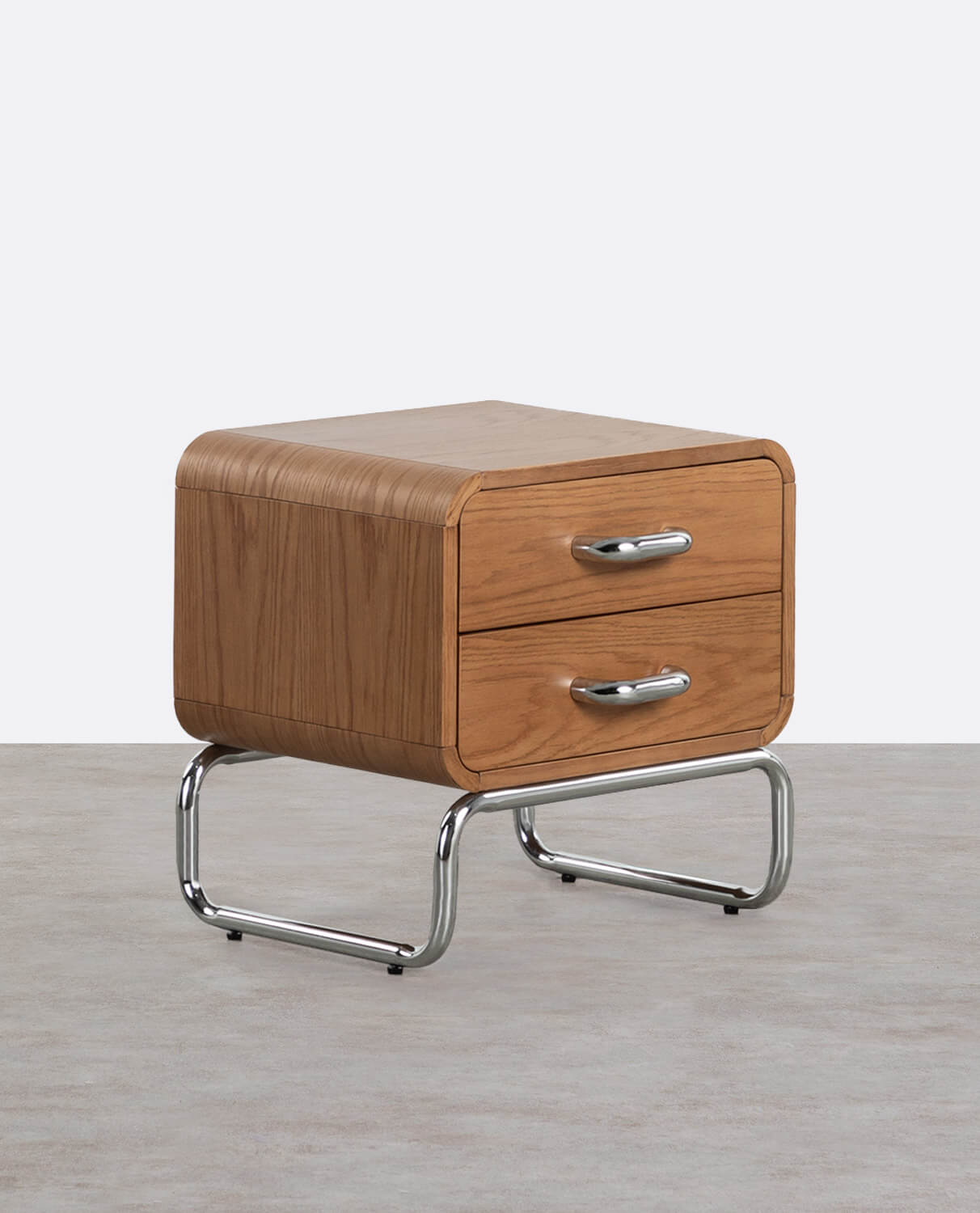 Bedside Table with Wooden and Metal Drawers (50,5x45,5 cm) Tober, gallery image 1