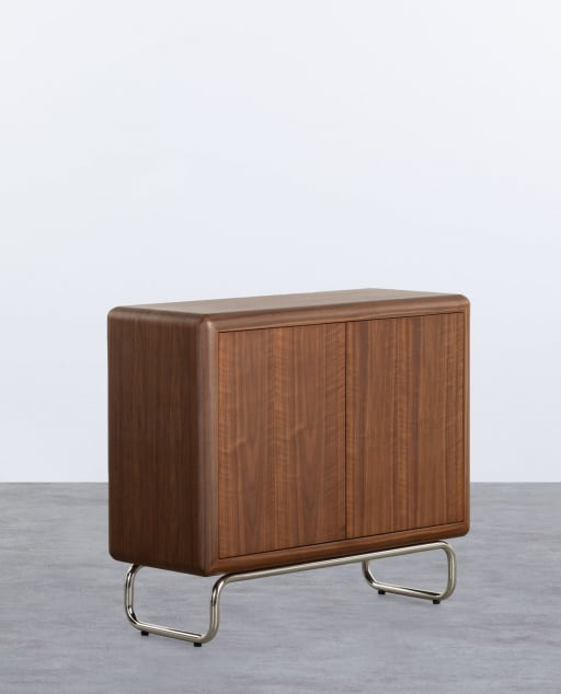Low Sideboard with 2 Wooden and Metal Doors Candela