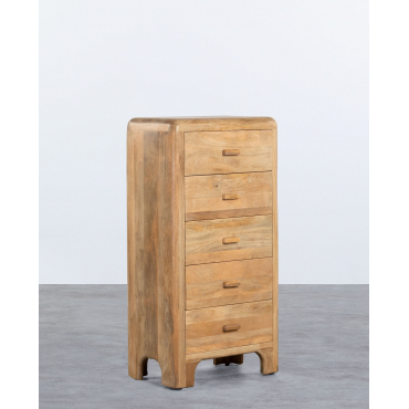 Mango Wood 5 Drawer Chest of Drawers Reichel Natural Mango - The Masie