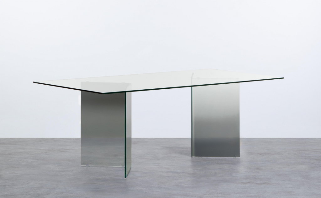Rectangular Tempered Glass Dining Table (210X100 cm) Draua