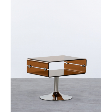 Rectangular Glass and Metal Side Table (61x38 cm) Hedy Chrome - The Masie