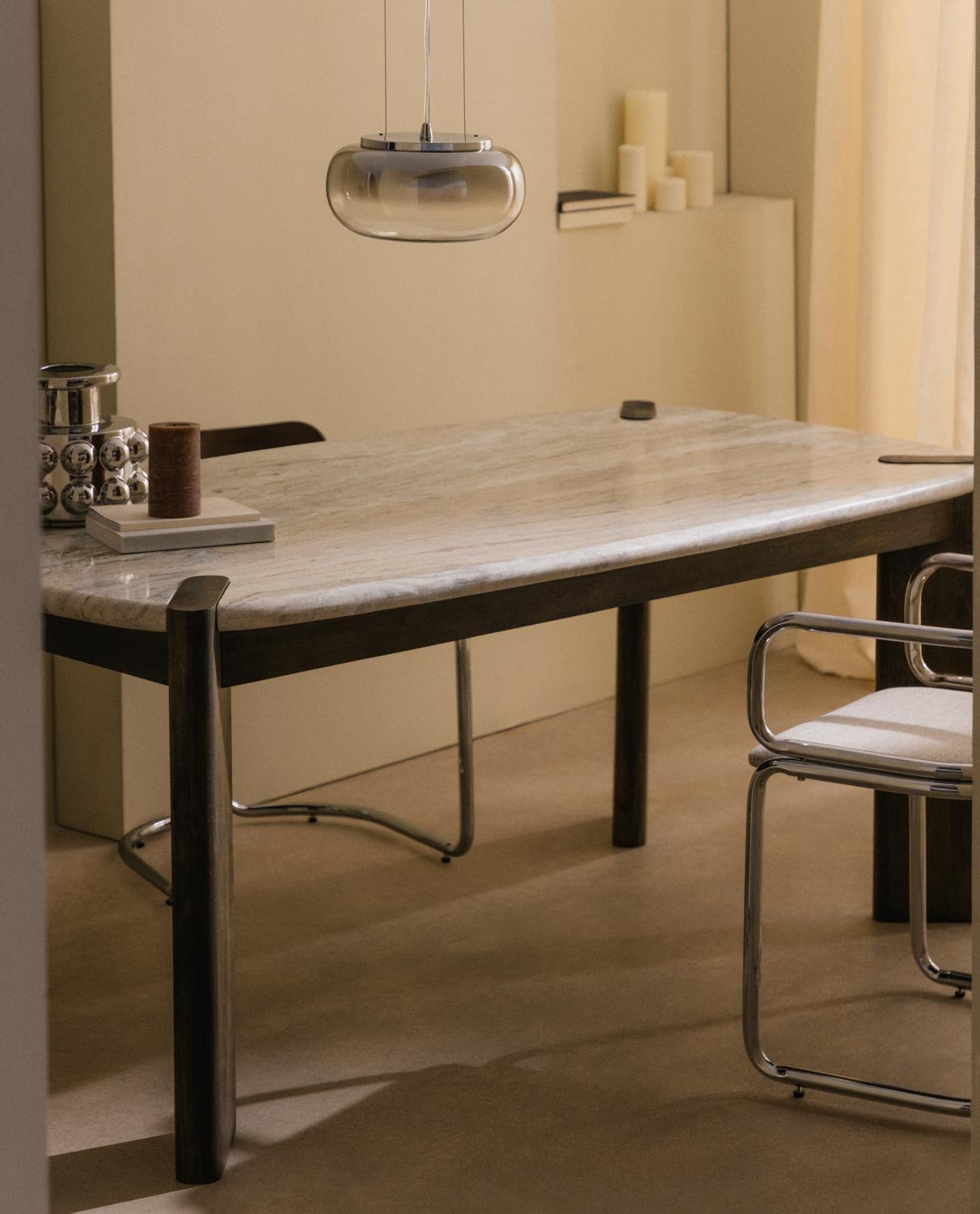 Rectangular Sawar Marble and Mango Wood Dining Table (180x99 cm) Edgar, gallery image 2