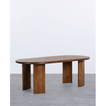 Oval Mango Wood Dining Table (220x100 cm) Leno Mango Wood - The Masie