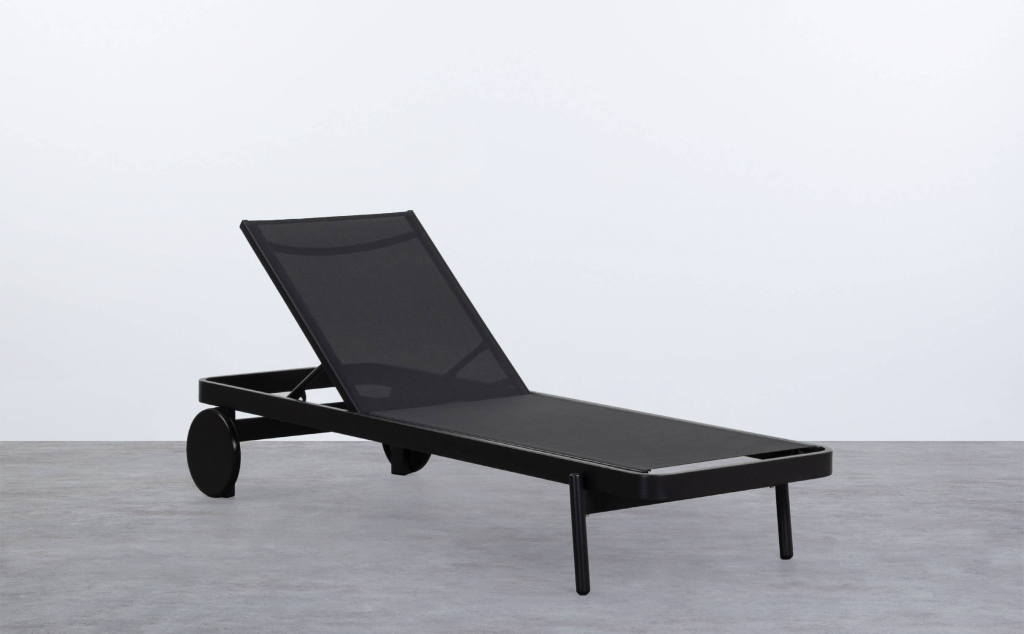 Reclining Lounger in Aluminum and Celina Fabric