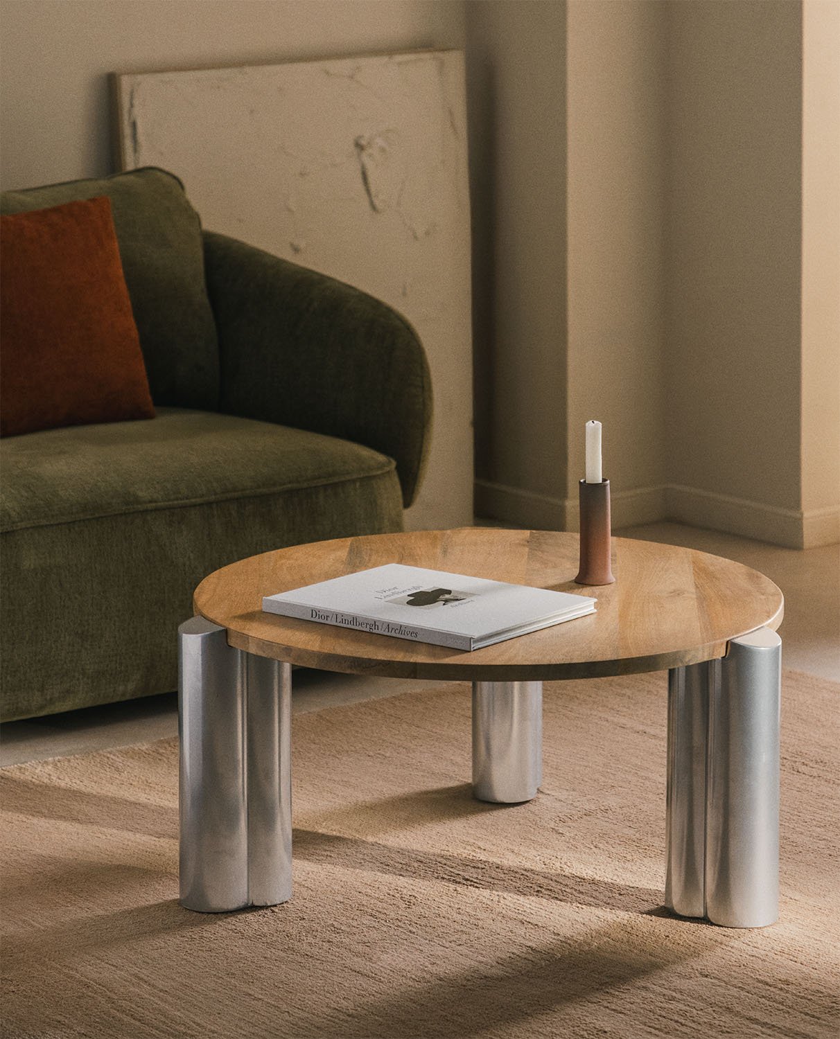 Round Coffee Table with Mango Wood Top (Ø85 cm) Ethel, gallery image 2