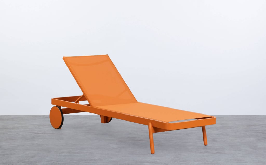 Pack of 2 Reclining Aluminum and Celina Fabric Loungers