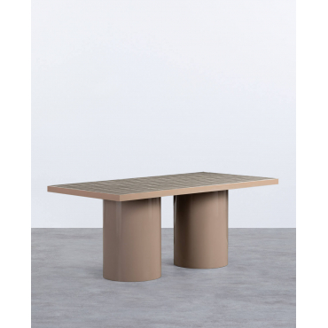 Rectangular Metal and Ceramic Dining Table (183x95 cm) Zafiro Beige Seashell - The Masie