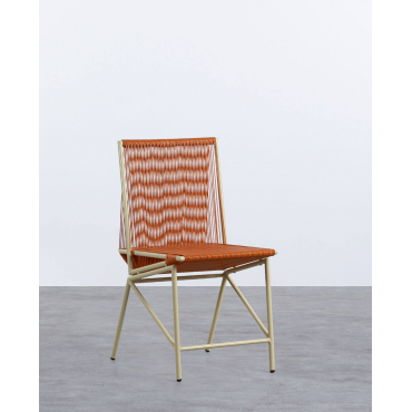 Pack of 2 Synthetic Rattan and Metal Dining Chairs Amur Colors Orange Terra - The Masie