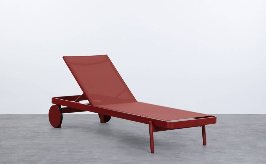 Reclining Lounger in Aluminum and Celina Fabric