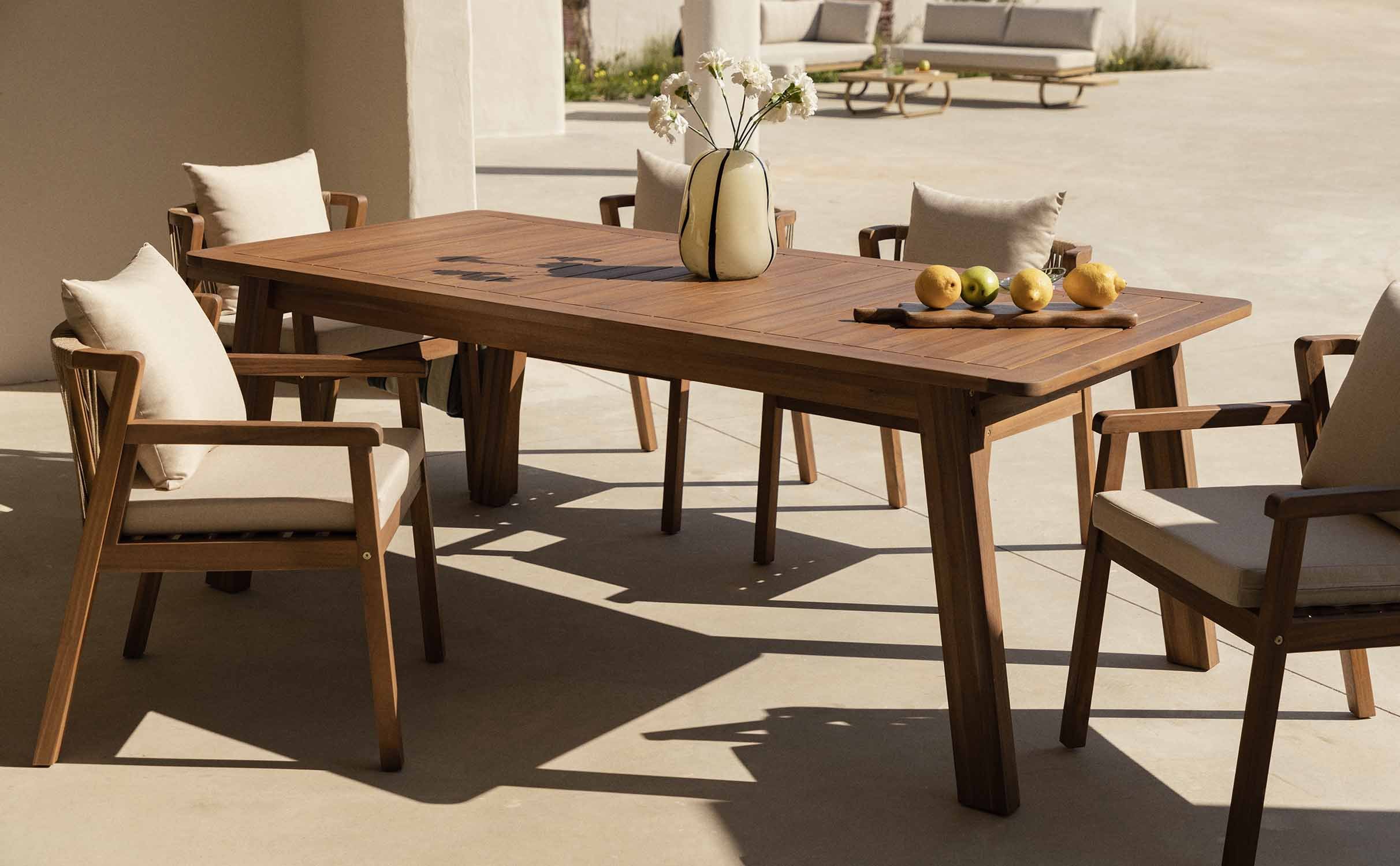 Rectangular Acacia Wood Outdoor Table (200x95 cm) Cael, gallery image 1