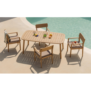 Rectangular Acacia Wood Garden Table (180x100 cm) Marla Natural acacia - The Masie