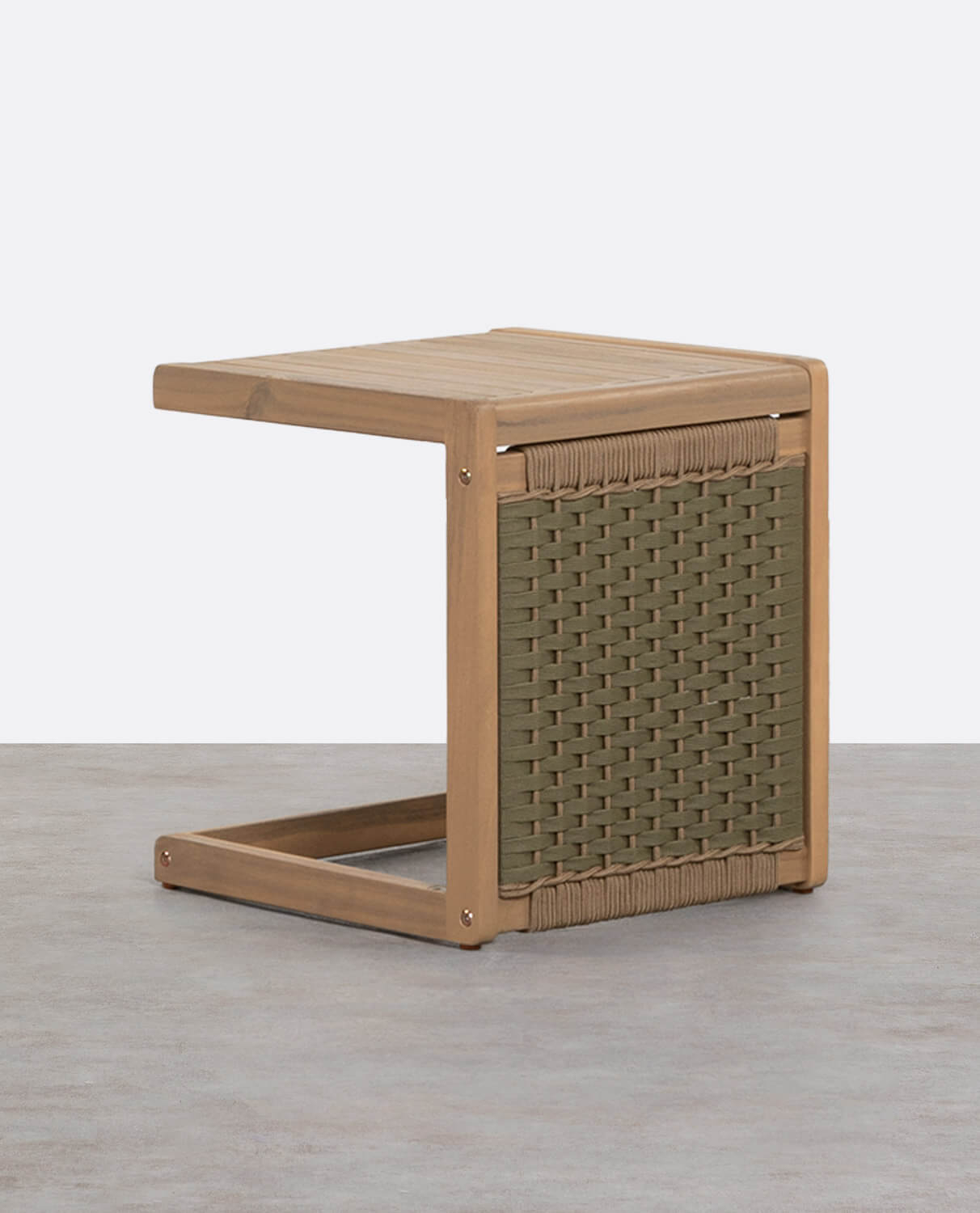 Acacia Wood and Rope Side Table (40x40 cm) Mirle, gallery image 1