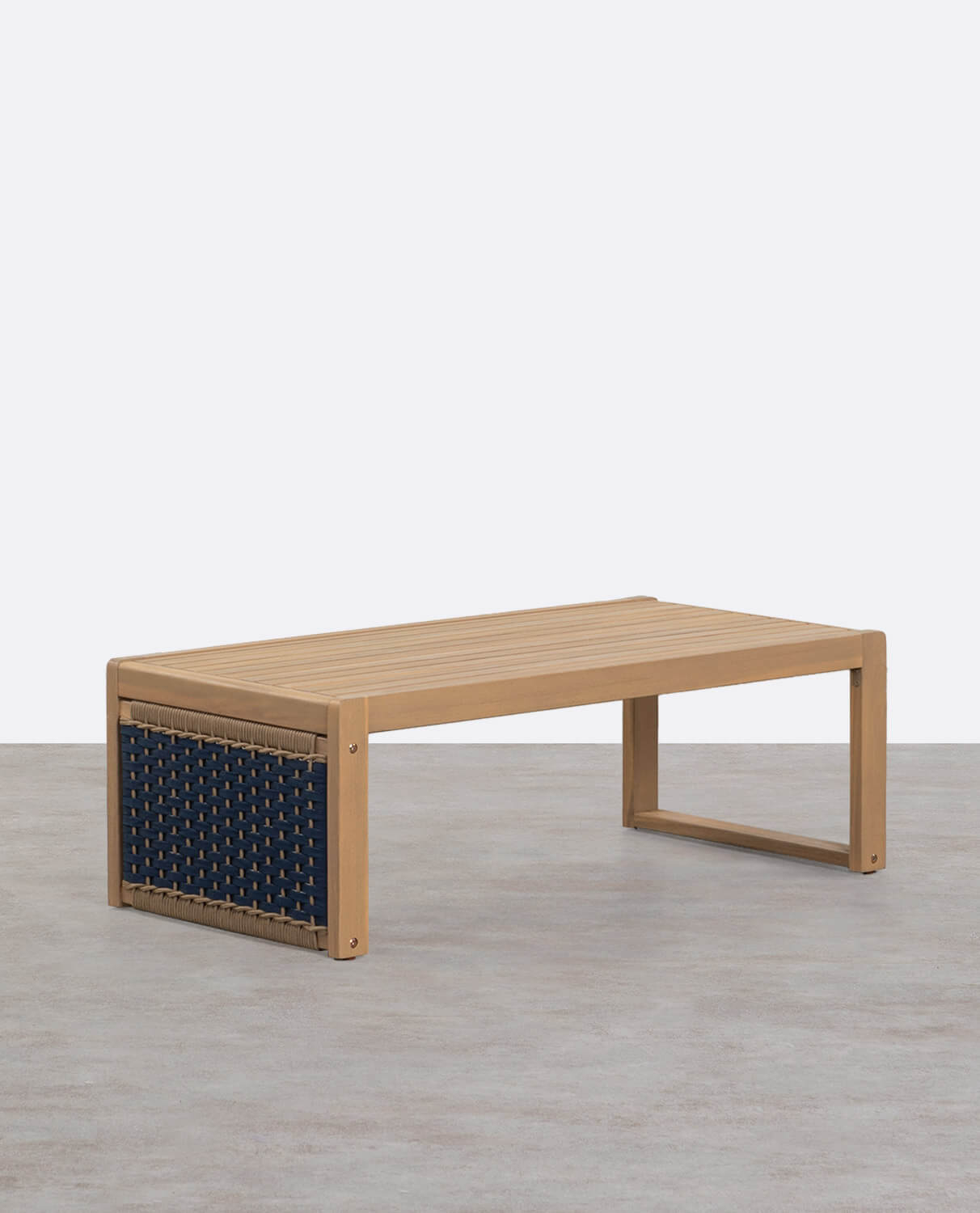 Acacia Wood and Rope Coffee Table (100x50 cm) Mirle, gallery image 1
