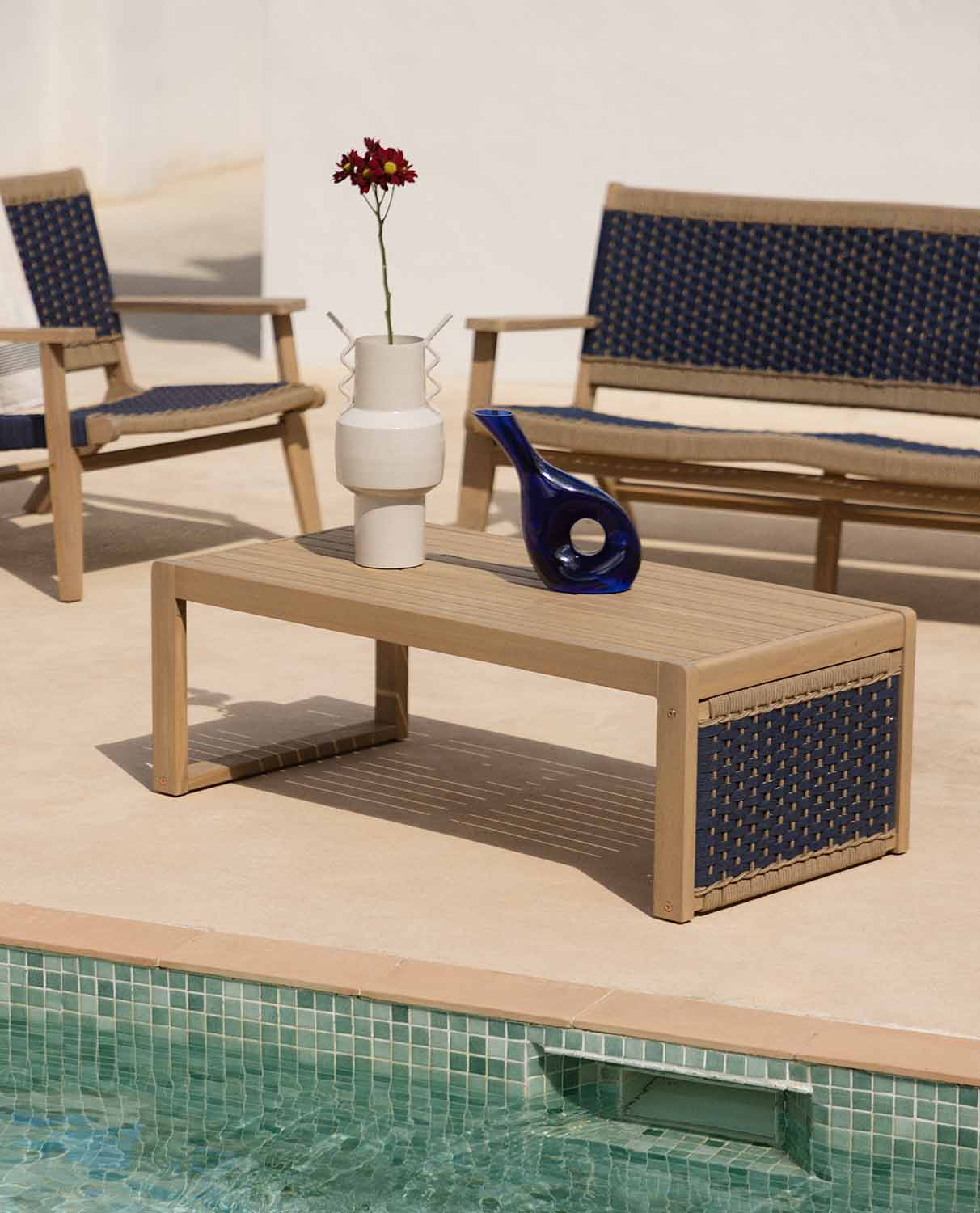 Acacia Wood and Rope Coffee Table (100x50 cm) Mirle, gallery image 2