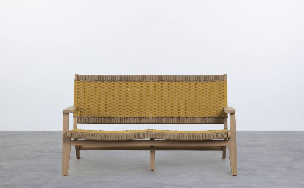 Mirle Acacia Wood and Rope 2-Seater Garden Sofa
