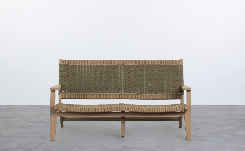 Mirle Acacia Wood and Rope 2-Seater Garden Sofa