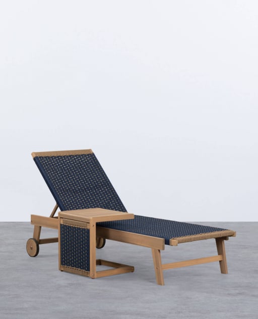 Acacia Wood and Rope Lounger and Side Table Mirle