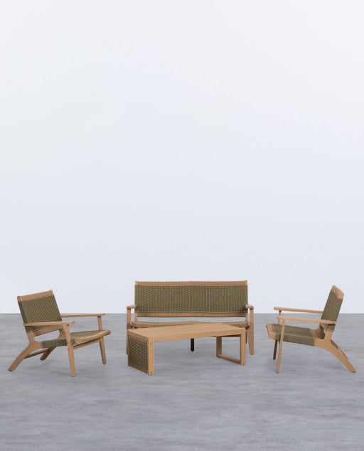 Acacia Wood and Rope Garden Set Mirle