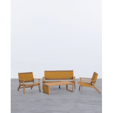 Acacia Wood and Rope Garden Set Mirle Yellow Curry - The Masie