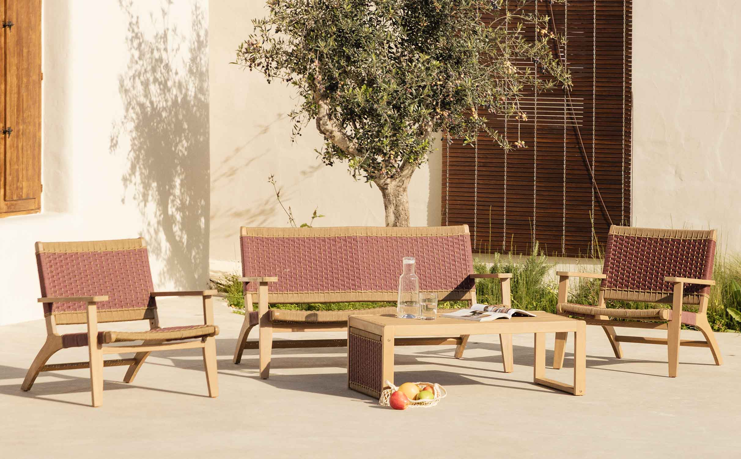 Acacia Wood and Rope Garden Set Mirle, gallery image 1