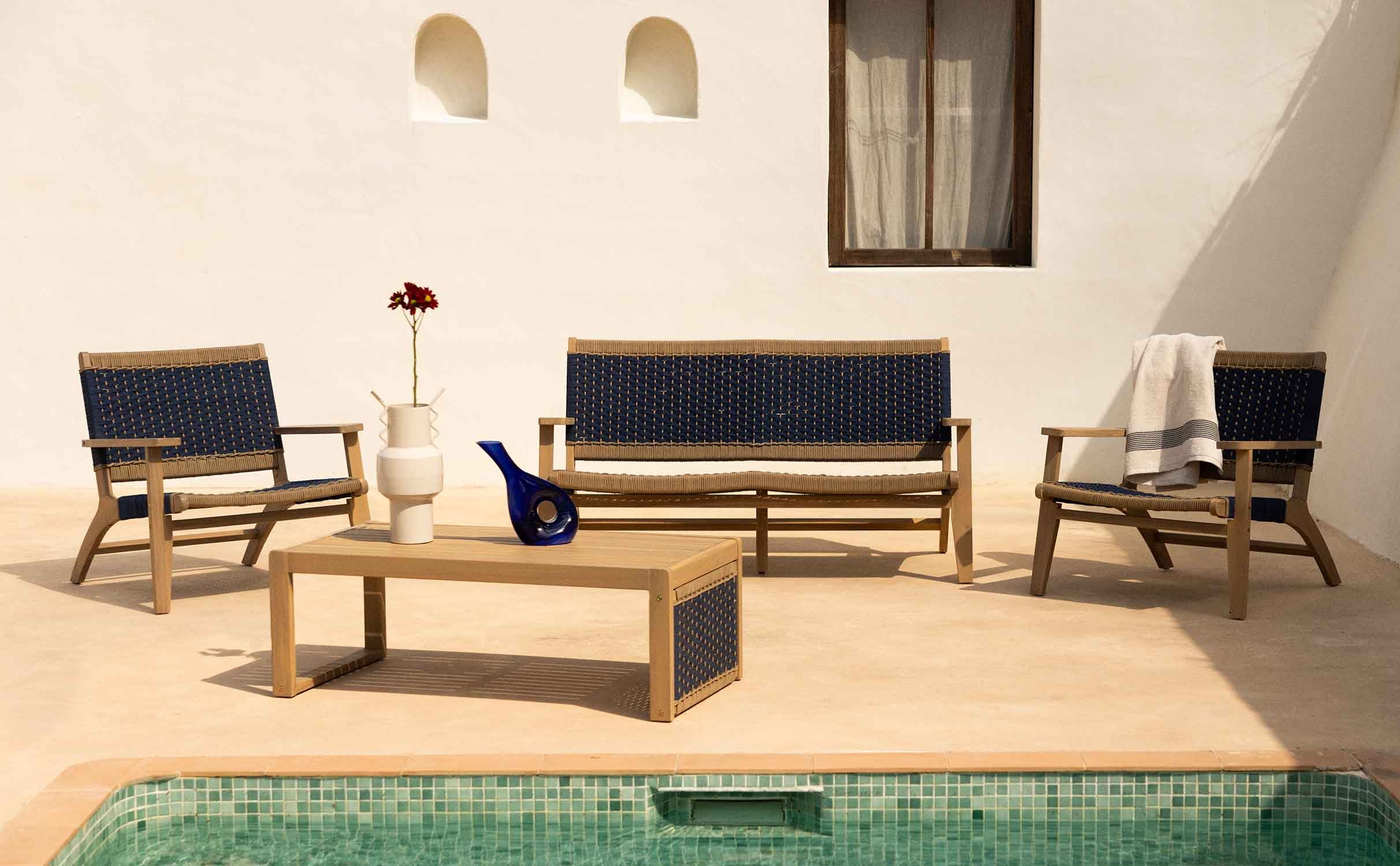 Acacia Wood and Rope Garden Set Mirle, gallery image 1