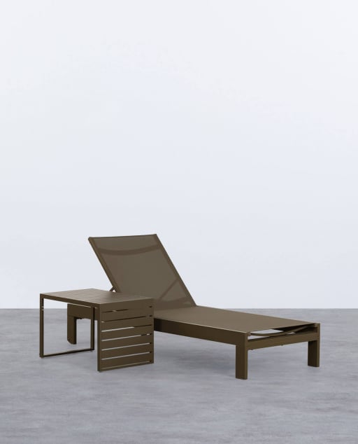 Aluminum Lounger and Coffee Table Set (40x40 cm) New Kreta