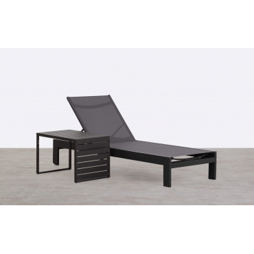 Aluminum Sun Lounger and Coffee Table New Kreta Black Obsidian - The Masie