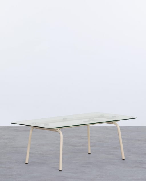 Rectangular Metal and Tempered Glass Coffee Table (120x56 cm) Xoan