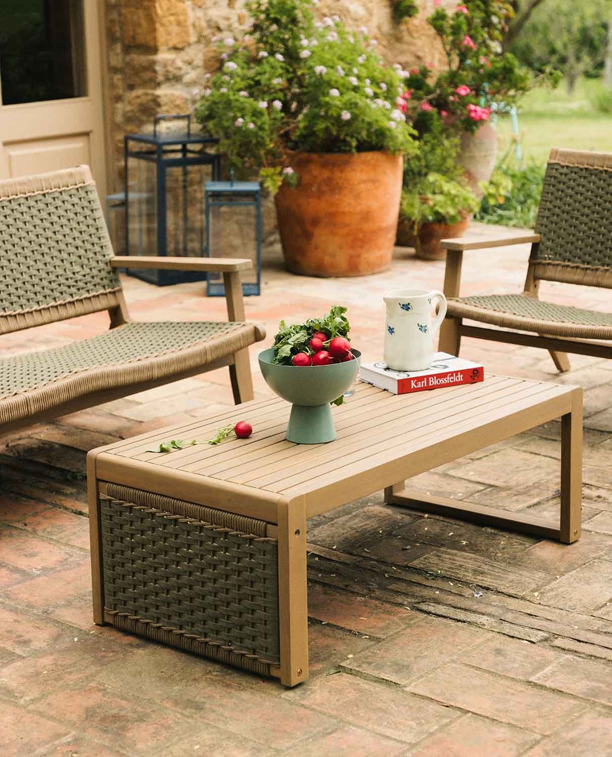 Acacia Wood and Rope Coffee Table (100x50 cm) Mirle, gallery image 2