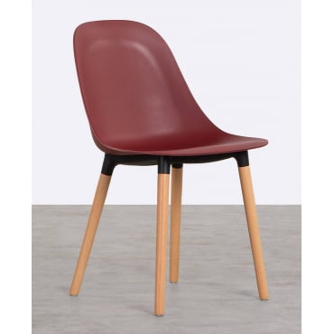 Dining Chair in Polypropylene and Wood Reine Red Tinto - The Masie