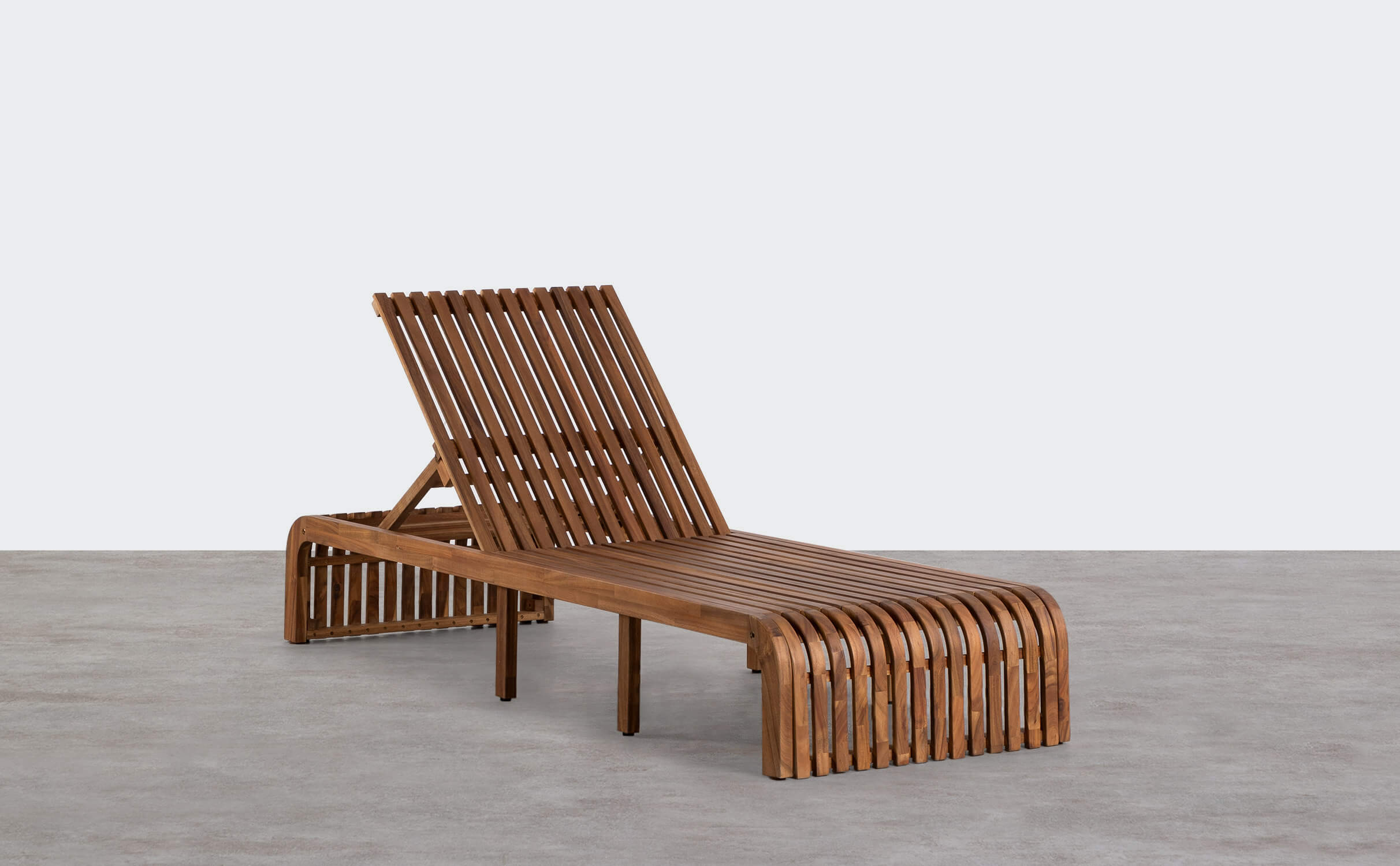 Pack of 2 Hazan Trend Acacia Wood Reclining Sun Loungers, gallery image 1